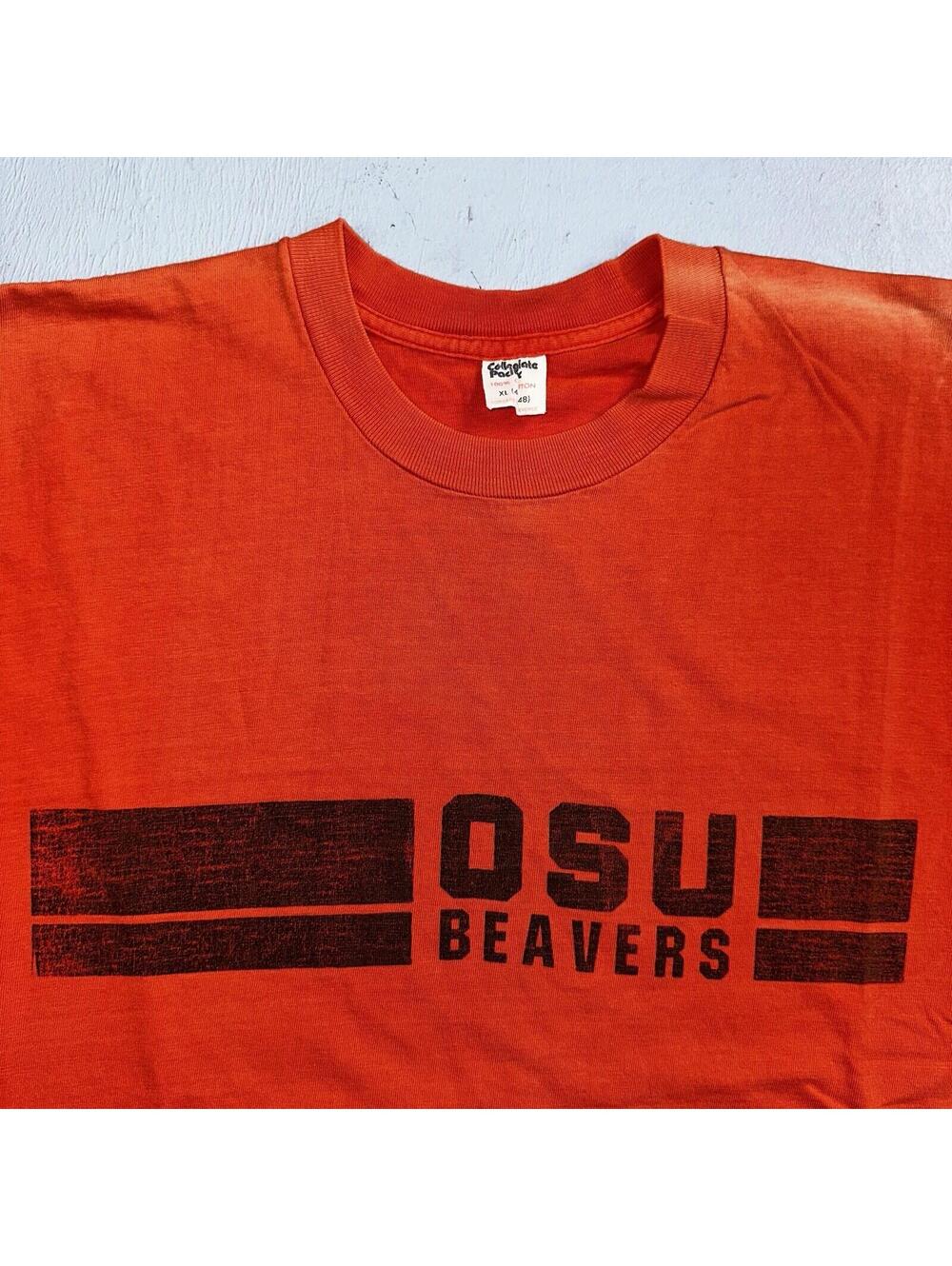 OSU Oregon State USA 70s 1970 VTG T Shirt USA Beavers RARE Single Stitch XL - Picture 2 of 10